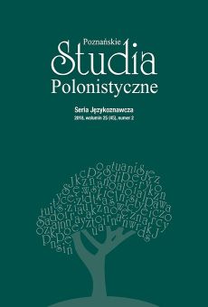 Poznańskie Studia Polonistyczne. Seria Językoznawcza, vol. 25 (45), nr 2