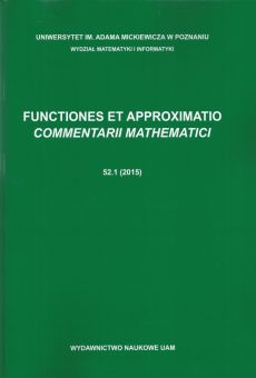 Functiones et Approximatio. Commentarii Mathematici 52.1 (2015)