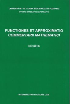 Functiones et Approximatio. Commentarii Mathematici 53.2 (2015)