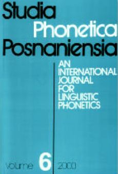 Studia Phonetica Posnaniensia. An International Journal for Linguistic Phonetics, v. 6