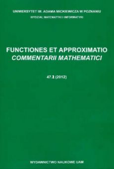 Functiones et Approximatio. Commentarii Mathematici 47.1 (2012)